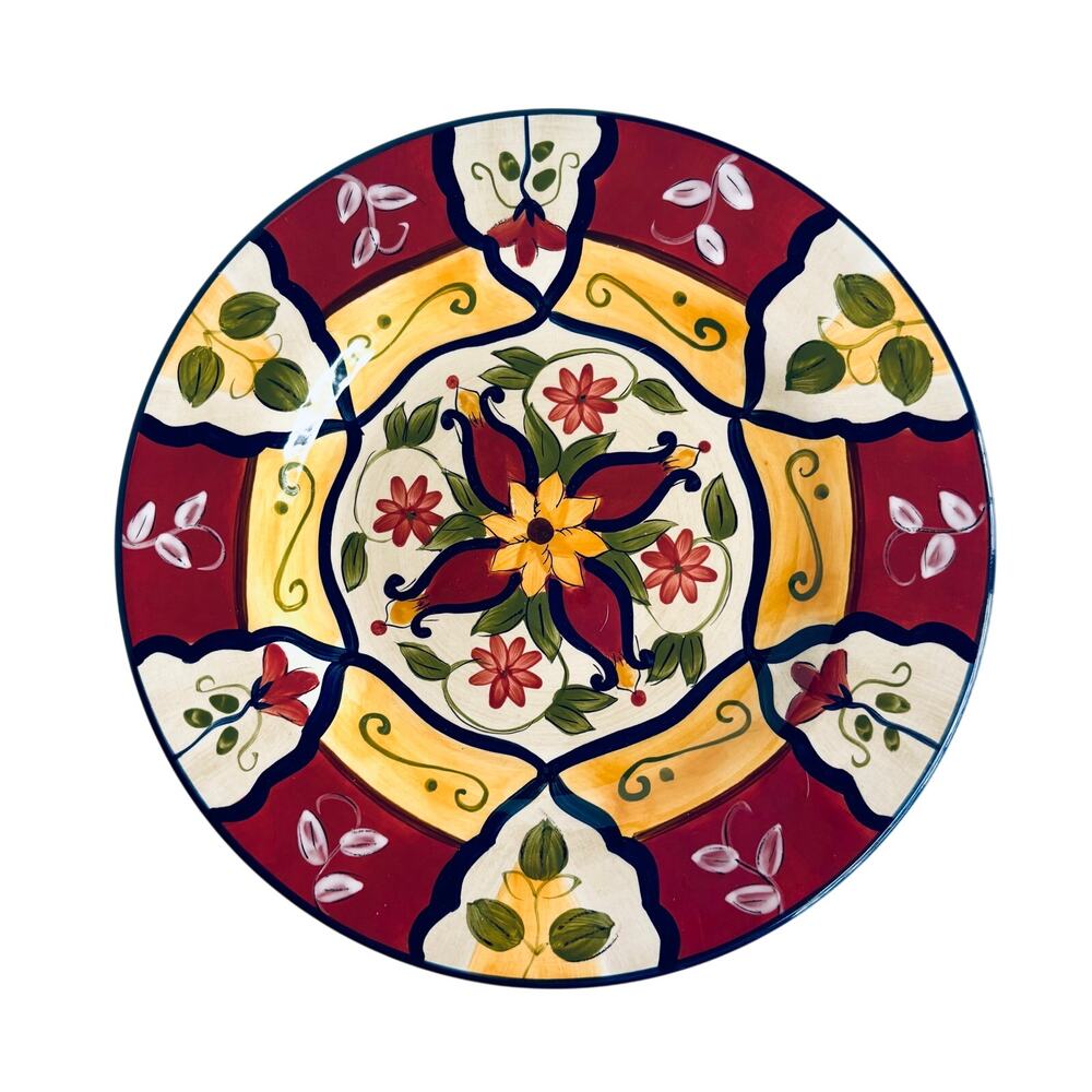 Vintage Pier 1 Lunch Salad 9 in Plates Vallarta Hand Painted Colorful Set of 6